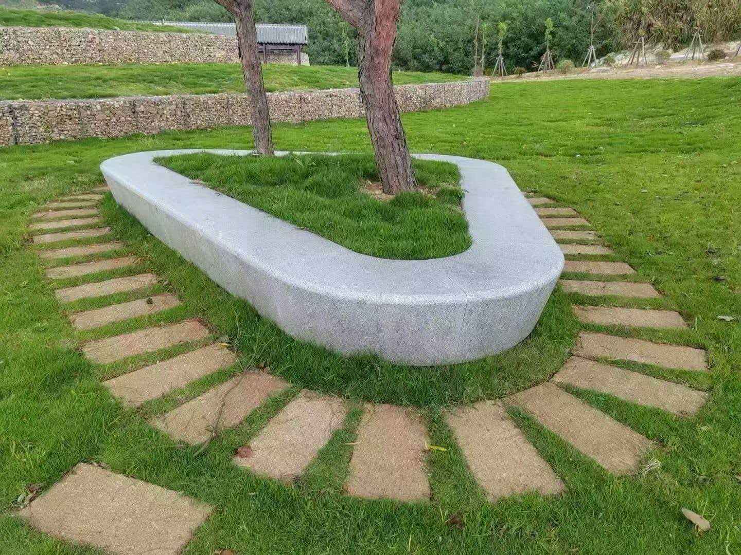 保山 芝麻白光面整石坐凳